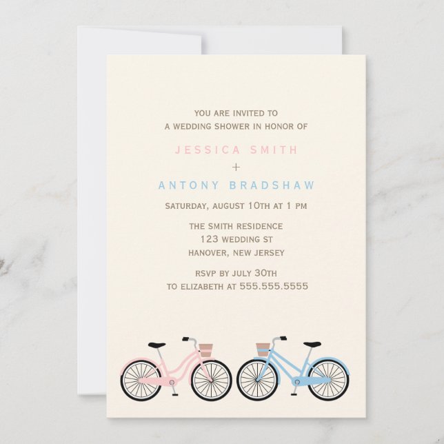 Bicycles His and Hers Bridal Shower Invitation (Front)