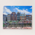 Bicycles Houses Along Amsterdam Canal Netherlands Jigsaw Puzzle<br><div class="desc">This stunning city themed jigsaw puzzle features bicycles along the canal in Amsterdam with buildings in the background. #amsterdam #jigsawpuzzle #gift #stockingstuffers</div>