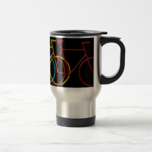 Bicycles in three colours travel mug