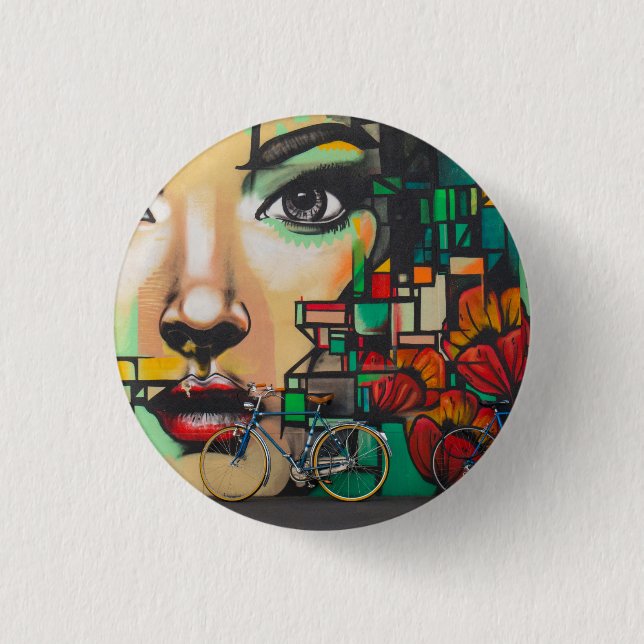 Bicycles on Graffiti wall 3 Cm Round Badge (Front)