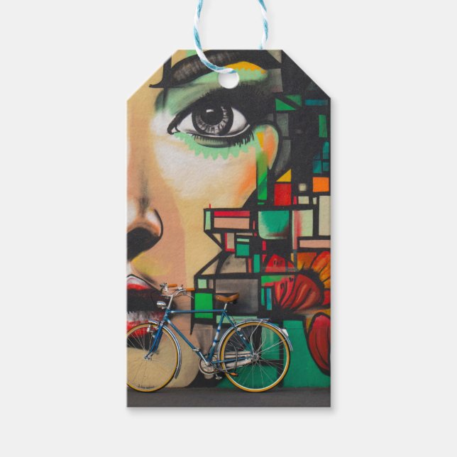 Bicycles on Graffiti wall Gift Tags (Front)