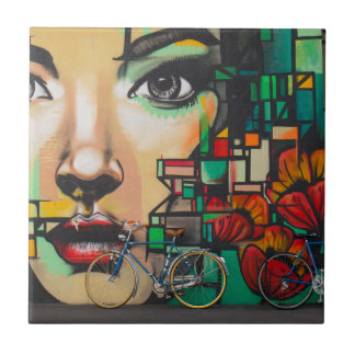 Bicycles on Graffiti wall Tile