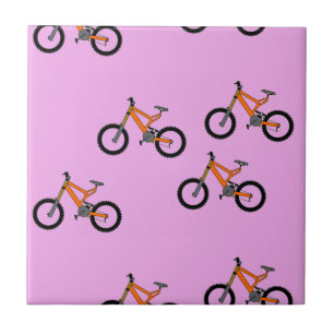 Bicycles pattern on pink tile