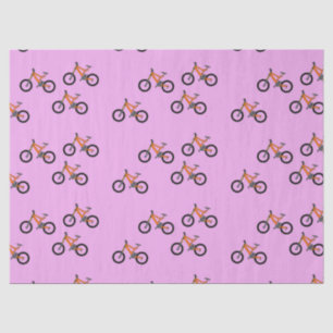Bicycles pattern on pink tissue paper