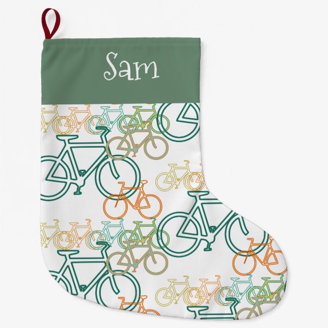 Bicycles Personalised Christmas Stocking (Front)