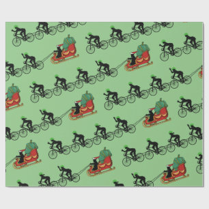 Bicycles Pulling Santa's Sleigh Wrapping Paper