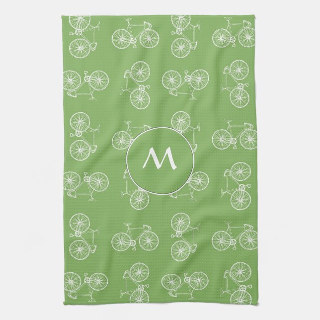 Bicycles seamless pattern tea towel (Vertical)