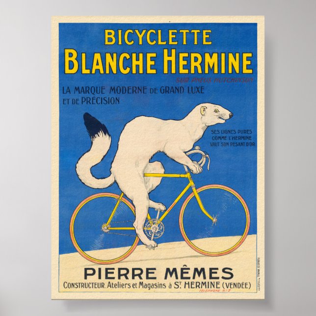 Bicyclette Blanche Hermine Vintage Poster 1926 (Front)
