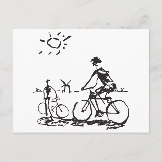 Bicycling Bike Sketch Postcard (Front)