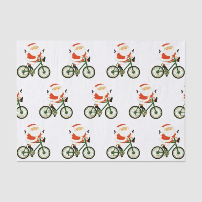 Bicycling Christmas Tissue Paper (Front)