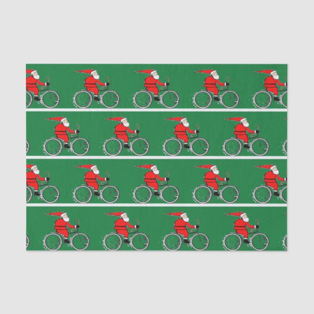 Bicycling Cyclist Christmas Tissue Paper (Front)