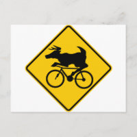 Bicycling Deer Crossing Highway Sign