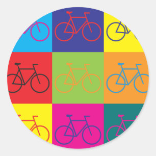 Bicycling Pop Art Classic Round Sticker