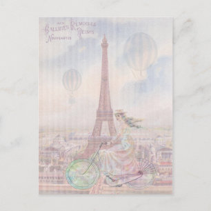 Bicycling through Paris Postcard