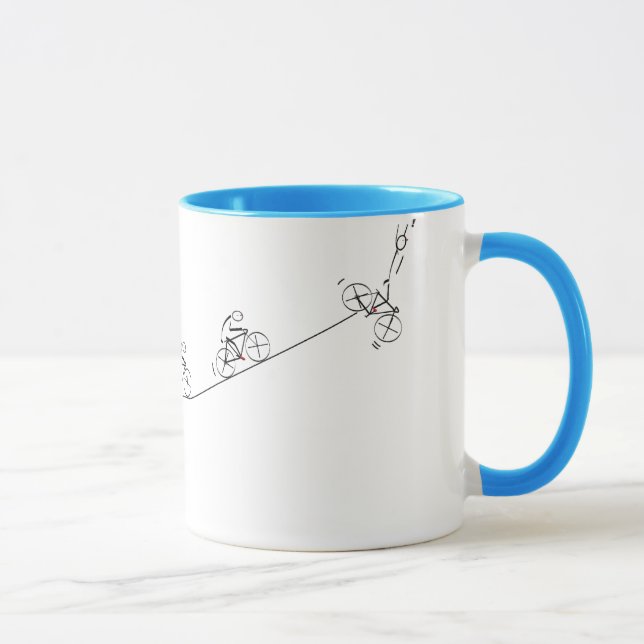 Bicyclist going over the hill mug (Right)