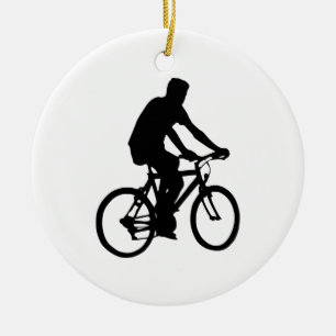 Bicyclist Silhouette Ceramic Tree Decoration