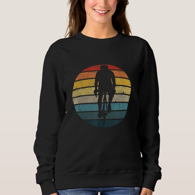Bicyclist Silhouette On A Distressed Retro Sunset  Sweatshirt (Front)