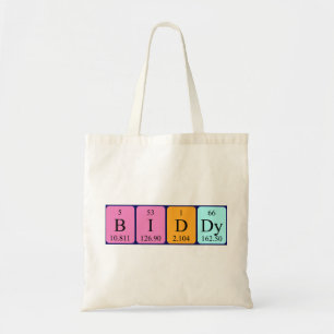 Biddy periodic table name tote bag