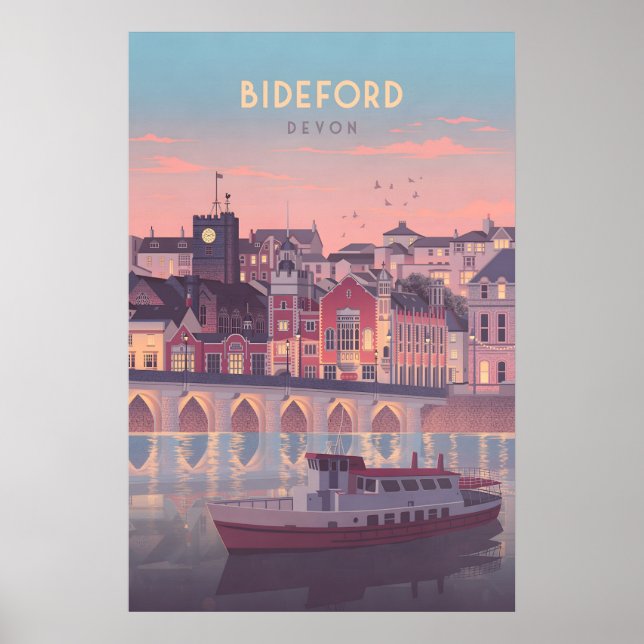 Bideford Devon Seaside Travel Poster (Front)