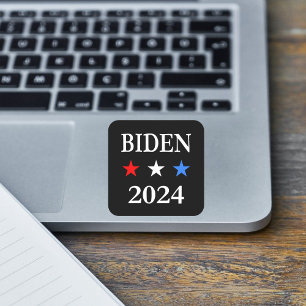 Biden 2024 US President Three Patriotic Stars Square Sticker