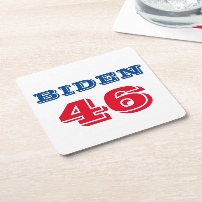 Biden 46 Collegiate Style Square Paper Coaster (Angled)
