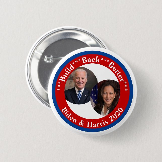 Biden and Harris - Build Back Better 2020 6 Cm Round Badge (Front & Back)