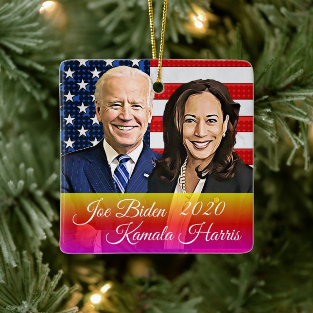 Biden and Harris  Keepsake Souvenir 2020 Ceramic Ornament (Tree)