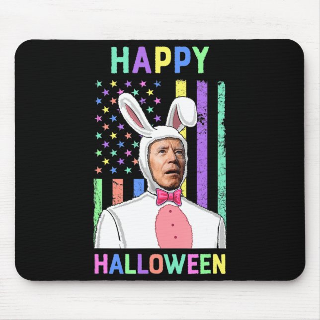 Biden Easter Happy Halloween Bunny Joe Easter Flag Mouse Pad (Front)