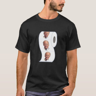 Biden Face on Toilet Paper Cartoon Illustration T-Shirt