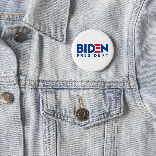 Biden for President Blue and Red Slogan, ZSSG 6 Cm Round Badge (In Situ)
