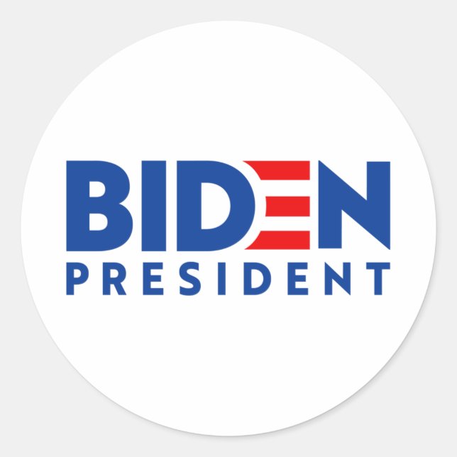 Biden for President Blue and Red Slogan, ZSSG Classic Round Sticker (Front)