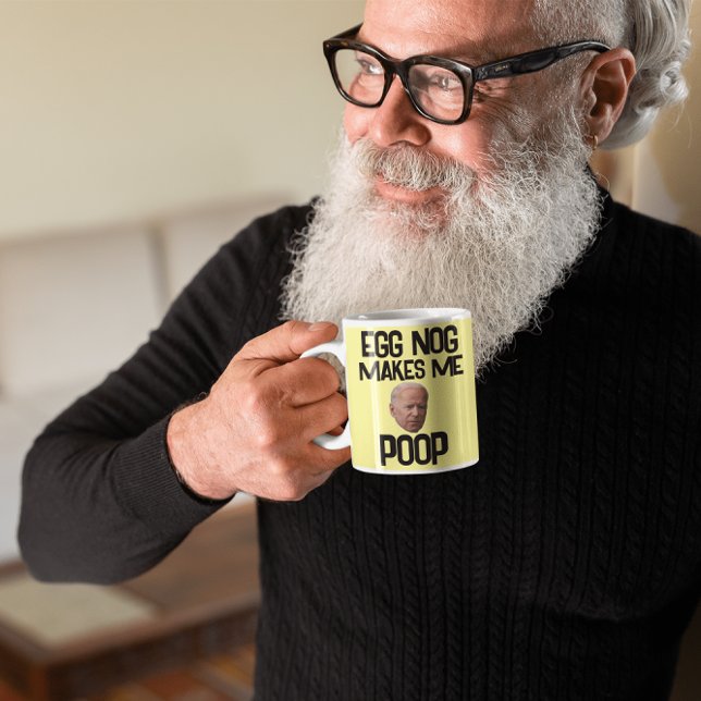 BIDEN FUNNY CHRISTMAS EGG NOG MAKES ME POOP COFFEE MUG (Creator Uploaded)