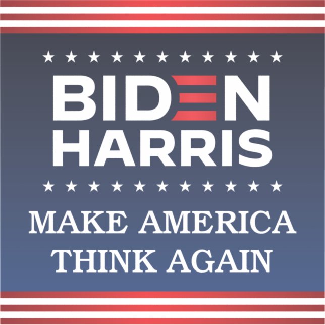 Biden Harris 2020 Make America Think Again Bumper (Front)