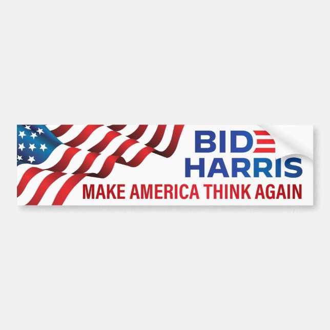 Biden Harris 2020 - Make America Think Again Bumper Sticker (Front)