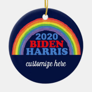 Biden Harris 2020 Rainbow Custom Christmas Ceramic Tree Decoration