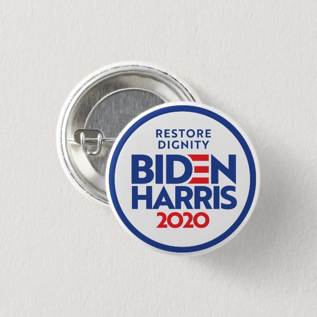 BIDEN HARRIS 2020: Restore Dignity 3 Cm Round Badge (Front & Back)