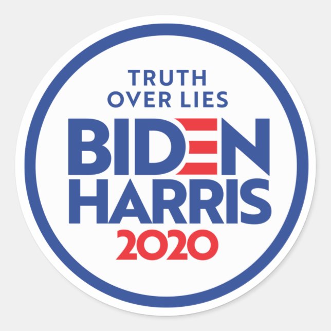 BIDEN HARRIS 2020: Truth Over Lies Classic Round Sticker (Front)