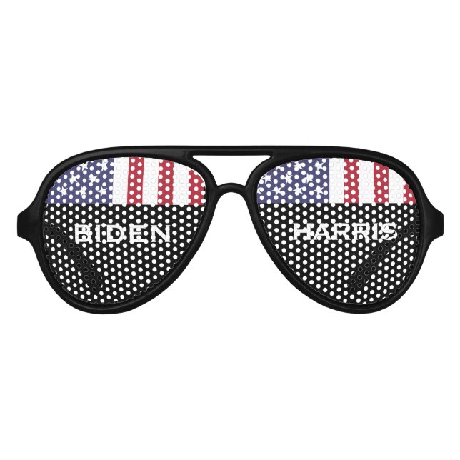 BIDEN HARRIS 2020 USA Flag Party Aviators Aviator Sunglasses (Front)
