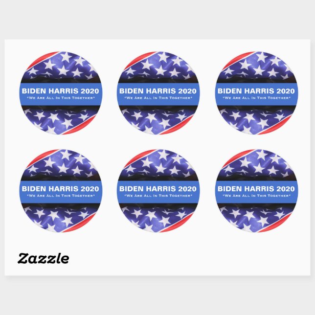 BIDEN HARRIS 2020 USA Flag Round Stickers (Sheet)
