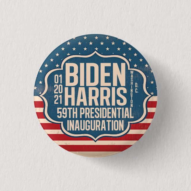 Biden Harris 59th Inauguration Commemorative 3 Cm Round Badge (Front)