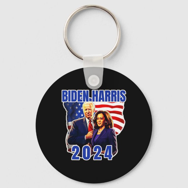 Biden Harris American Flag Vote 2024 Election  Key Ring (Front)