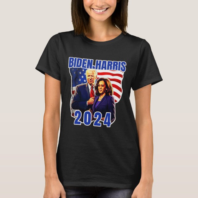 Biden Harris American Flag Vote 2024 Election  T-Shirt (Front)