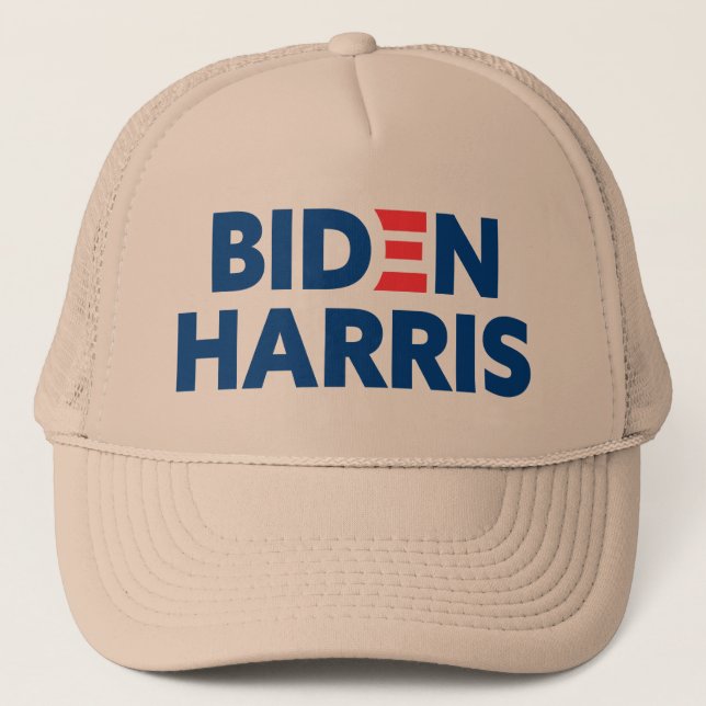 Biden / Harris Blue Logo Khaki Trucker Hat (Front)