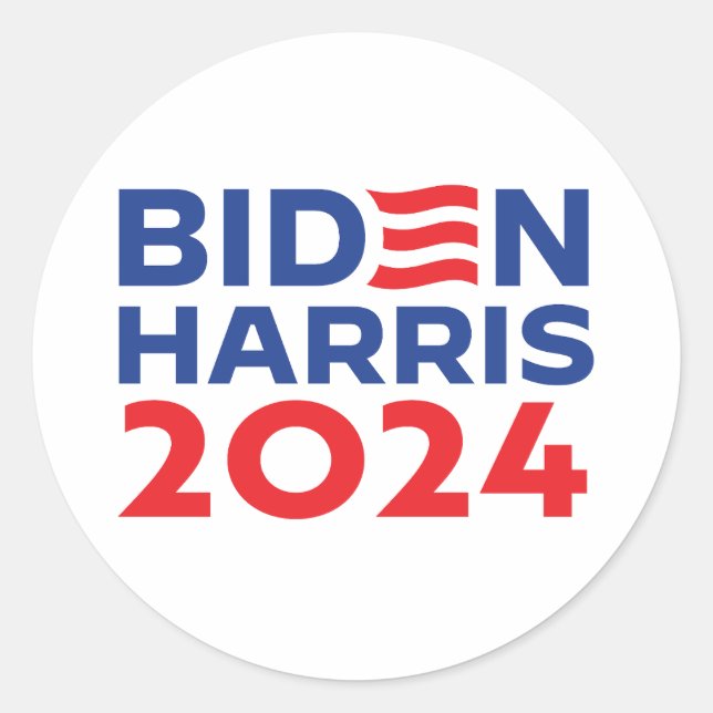 Biden Harris Classic Round Sticker (Front)