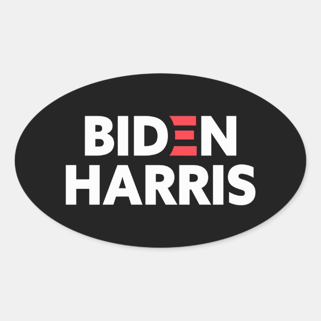 Biden / Harris Election Campaign Black and White Oval Sticker (Front)