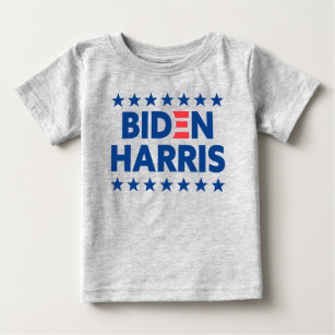 Biden Harris Election Support Blue Stars Grey Baby T-Shirt