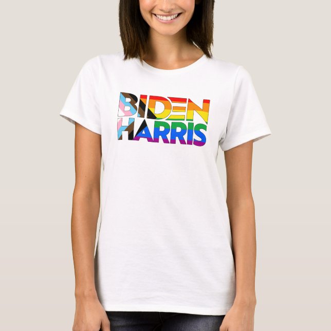 Biden Harris LGBTQ+ Progress Pride T-Shirt (Front)