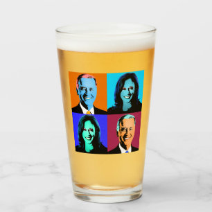 Biden Harris Pop Art (Orange, Blue, Purple, Red) Glass
