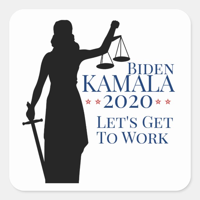 Biden Harris President Get to Work 2020 Election Square Sticker (Front)