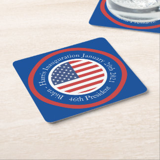 Biden Harris Presidential Inauguration Flag Square Paper Coaster